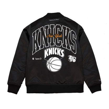 Mitchell & Ness Knicks SUGA Glitch Satin Bomber Jacket - Back View