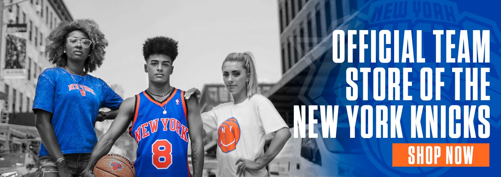 New York Knicks basketball apparel in a sporting goods store in