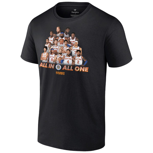Fanatics Knicks 22-23 Playoff All In All One Team Photo T-Shirt In Black - Front View