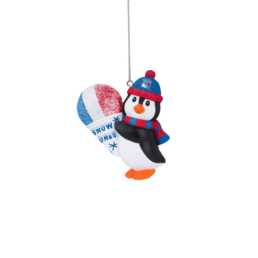New York Rangers Penguin Snowcone Holiday Ornament - Front View