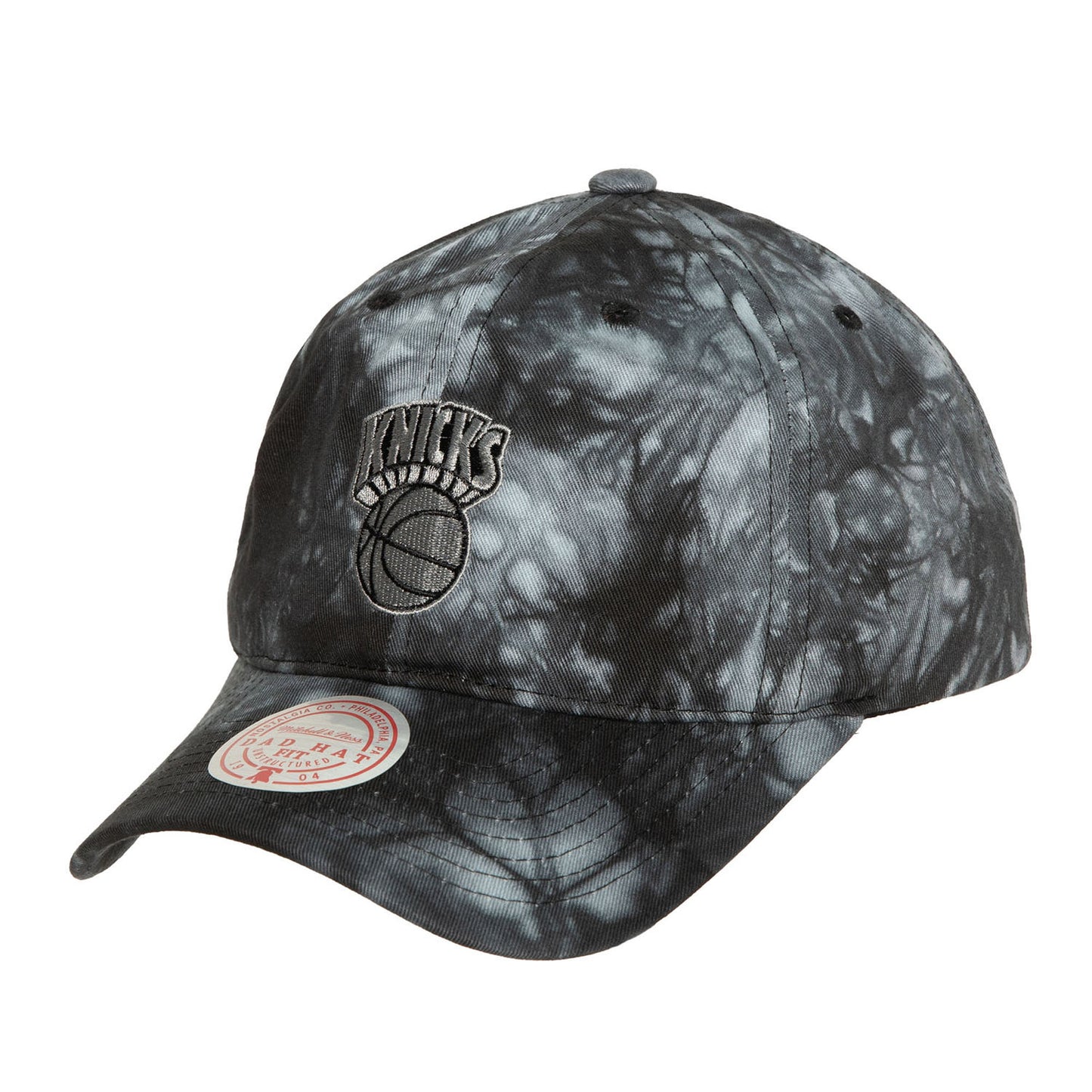 Mitchell & Ness Knicks Tie Dye Dad Hat In Black - Angled Left Side View