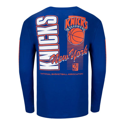 Mitchell & Ness Knicks Fashion Long Sleeve Tee in Blue - Back View