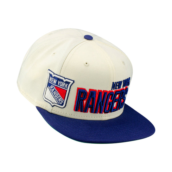 New Era Rangers Exclusive Two Toned Retro Snapback Cream/Royal Hat - Front View