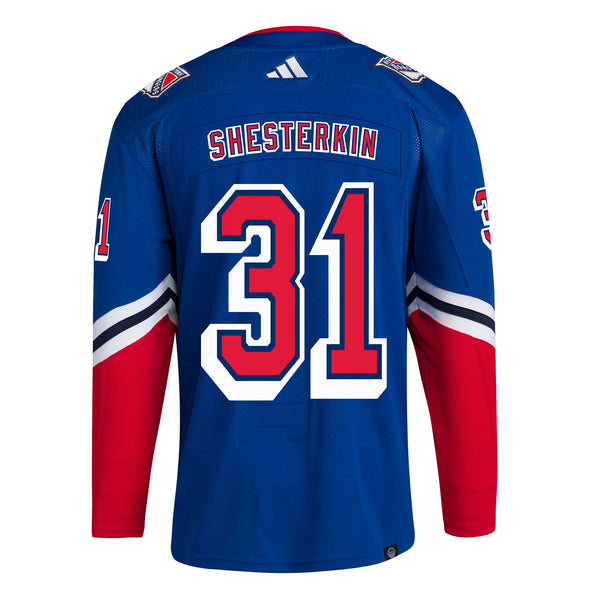 Igor Shesterkin Adidas Reverse Retro 2022 Authentic Jersey in Blue and Red - Back View