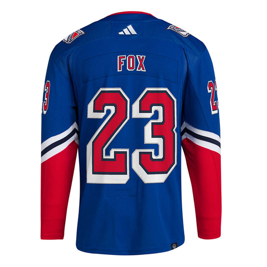 Adam Fox Adidas Reverse Retro 2022 Authentic Jersey in Blue and Red - Back View
