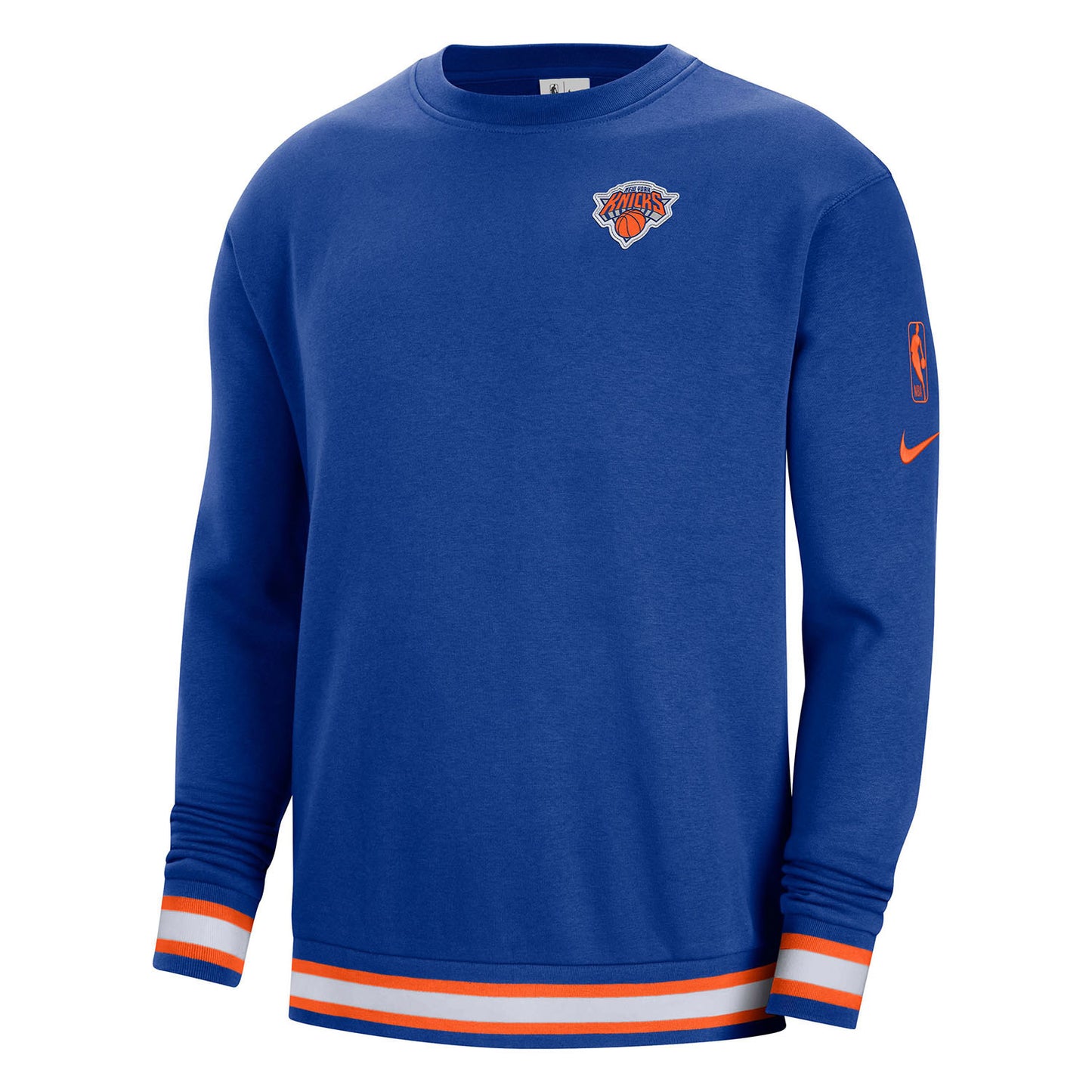 Nike Knicks Courtside Crew Sweater In Blue - Front View