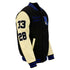 GIII Starter Rangers Stanley Cup Wool Leather Jacket In Black & Cream - Side View