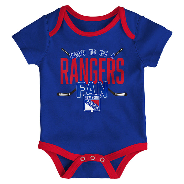 Newborn Rangers Game Time 3-Pack Creeper Set In Red Blue & Grey - Individual View