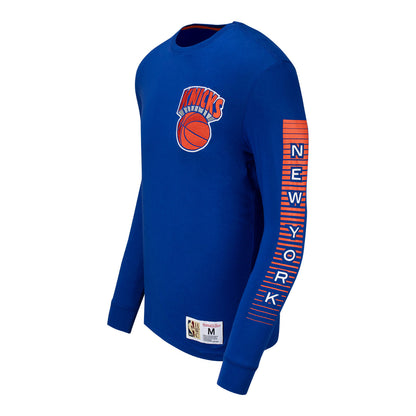 Mitchell & Ness Knicks Fashion Long Sleeve Tee in Blue - Side View