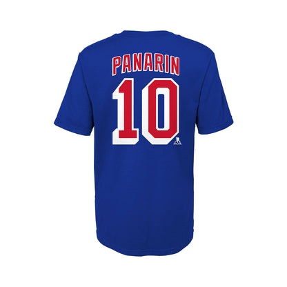 Youth Rangers Artemi Panarin Name & Number Tee In Blue - Back View