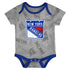 Newborn Rangers Game Time 3-Pack Creeper Set In Red Blue & Grey - Individual View
