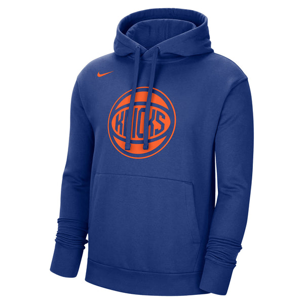 Nike Knicks Essential Ball Logo Hood in Blue - Front View