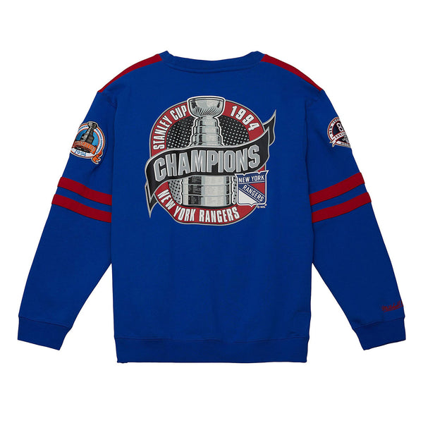 Mitchell & Ness Rangers All Over Crew Sweater In Red & Blue - Back View