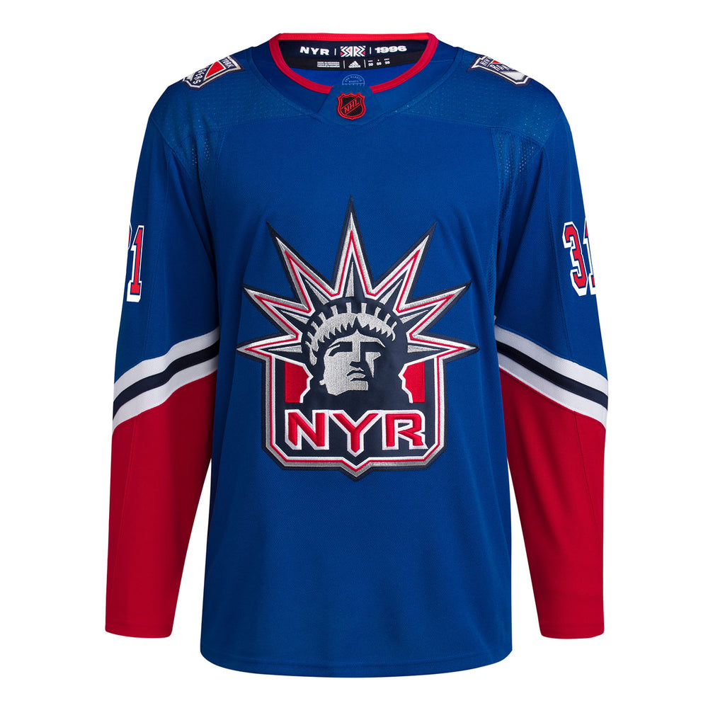 Large Mens New York Rangers Jersey men L Lady Liberty blue retro Starter nhl