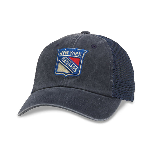 American Needle Rangers Raglan Bones Hat In Blue - Front View
