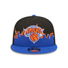 New Era Knicks Skyline Tip Off Snapback Hat In Black Blue & Orange - Front View