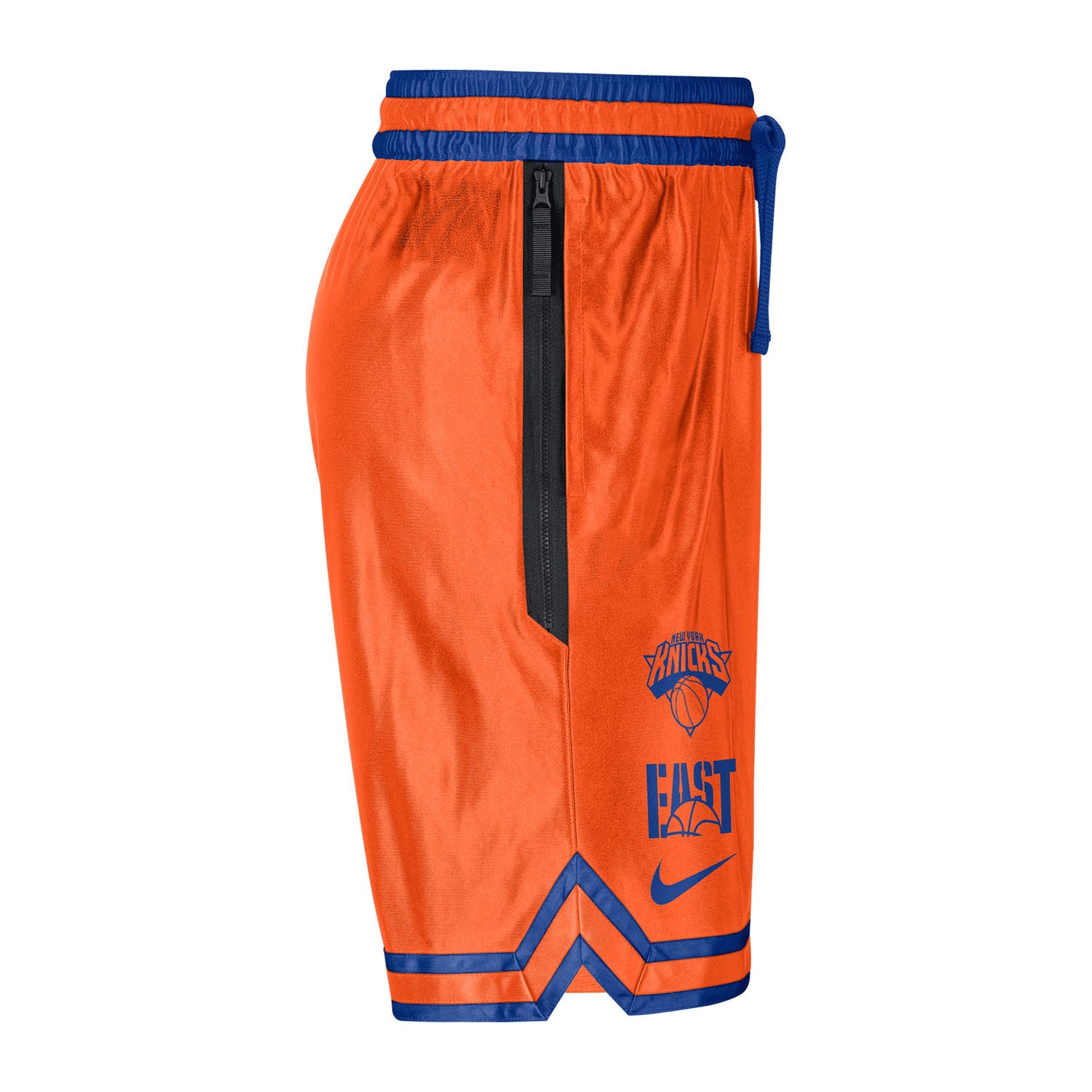 Nike Knicks Dri-fit Courtside DNA Shorts in Orange and Blue - Side View