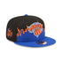 New Era Knicks Skyline Tip Off Snapback Hat In Black Blue & Orange - Side View
