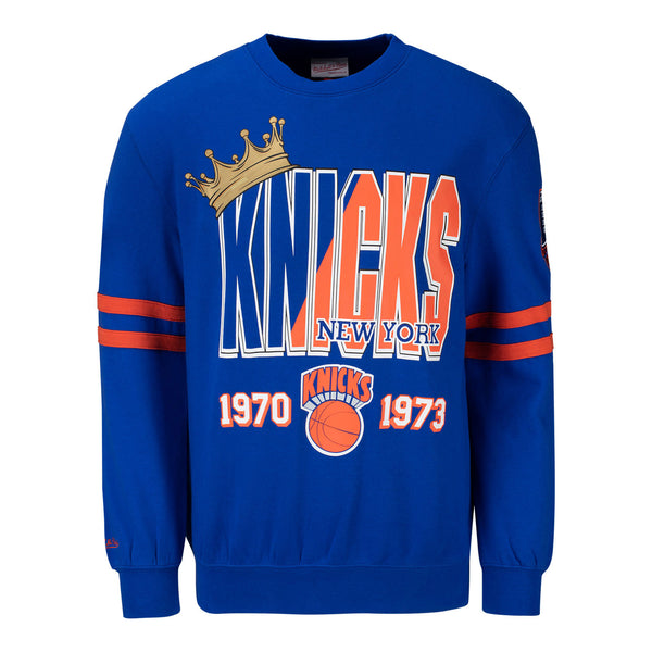 Mitchell & Ness Knicks All Over Crew Sweater in Blue - Front View