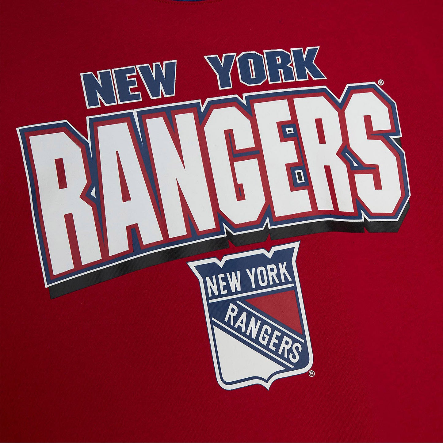 Mitchell & Ness Rangers All Over Crew Sweater In Red & Blue - Front View