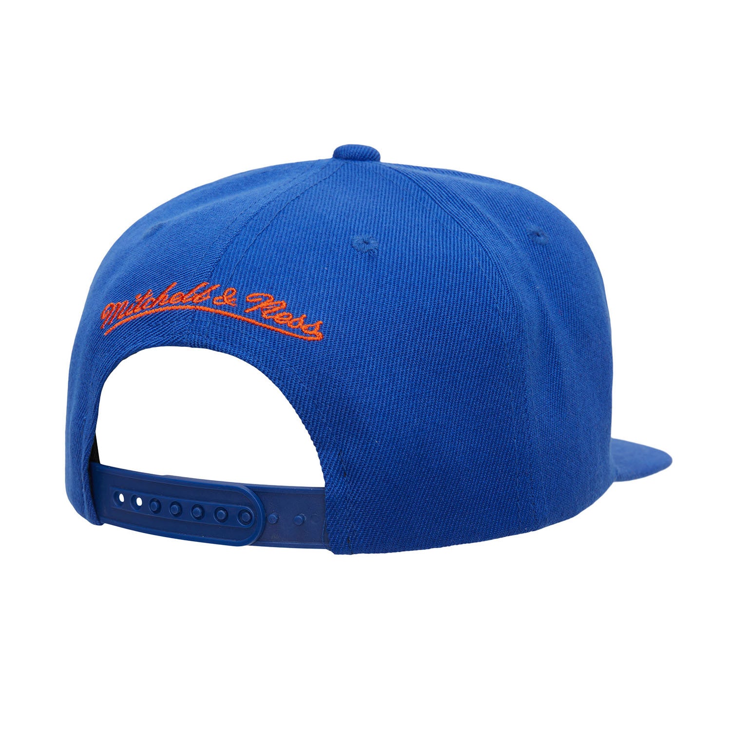 Mitchell & Ness Knicks Lunar New Year Snapback Hat In Blue, Orange & White - Angled Back Right View