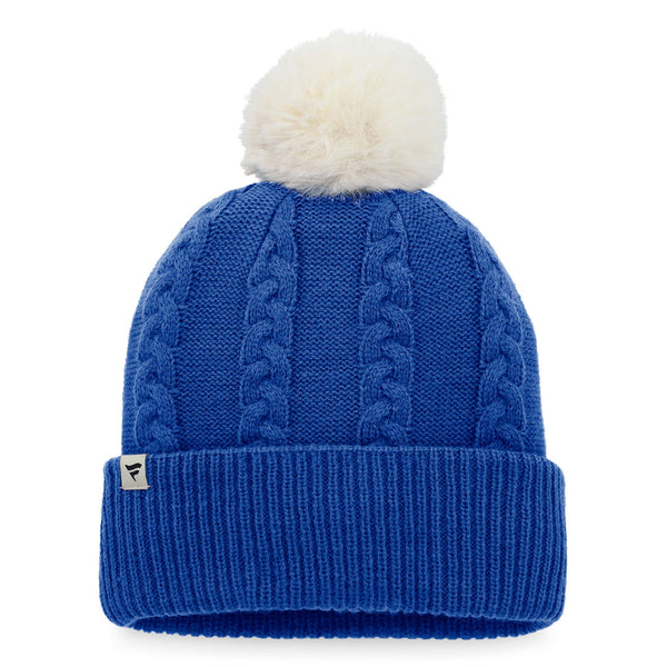 Women's Fanatics Rangers True Classic Outdoor Pom Knit Hat In Blue - Back View