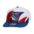 Mitchell & Ness Rangers Vintage Sharktooth Snapback Hat In White Blue & Red - Front View