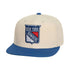 Mitchell & Ness Rangers Vintage Off-White Snapback Hat - Front View