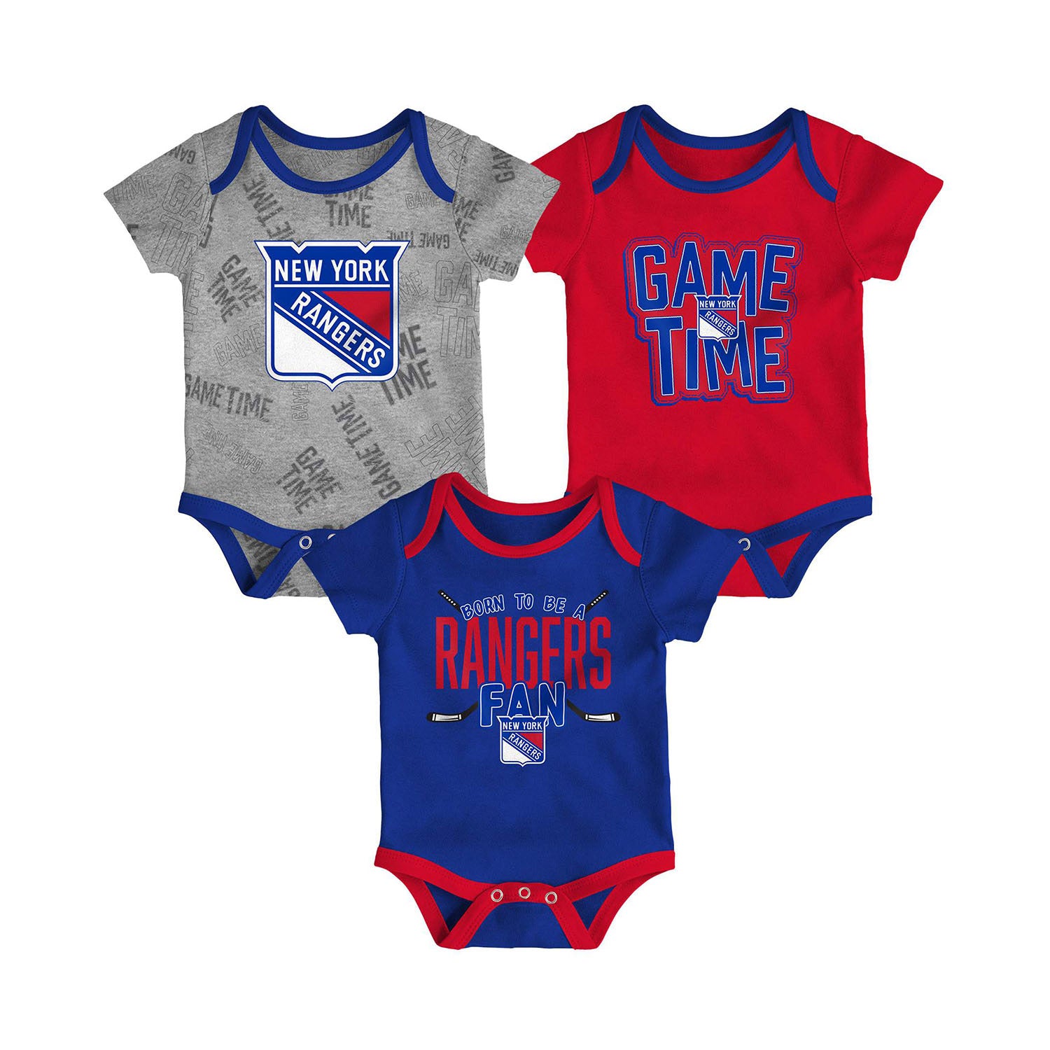 Infant Rangers Game Time 3-Pack Creeper Set - Combined Front View