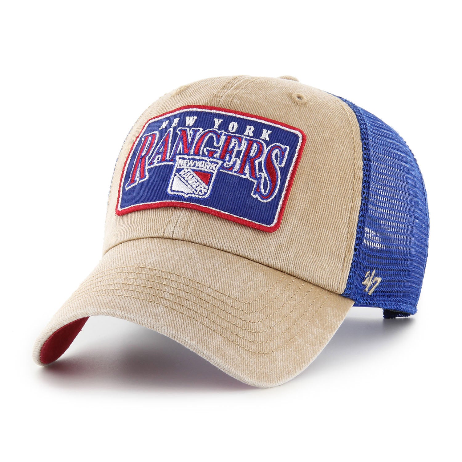 '47 Brand Rangers Dial Khaki Clean Up Hat In Tan & Blue - Front View