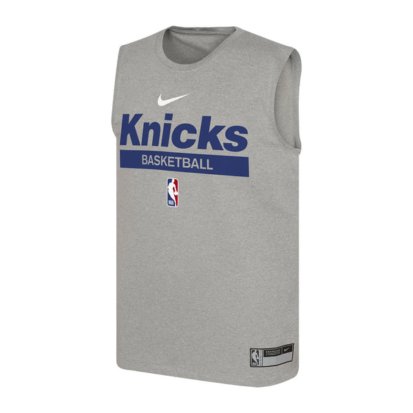 Youth Nike Knicks Practice Graphic Legend Tank In Grey - Front View