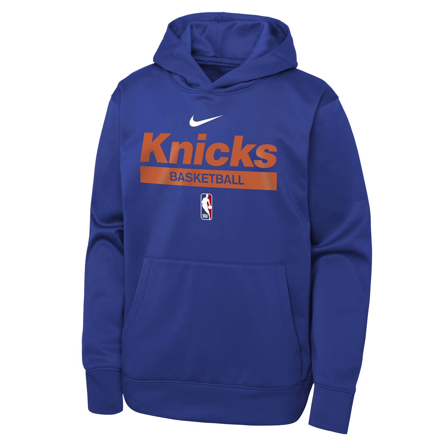 Youth Nike Knicks Dri-Fit Showtime Hood In Blue - Front View