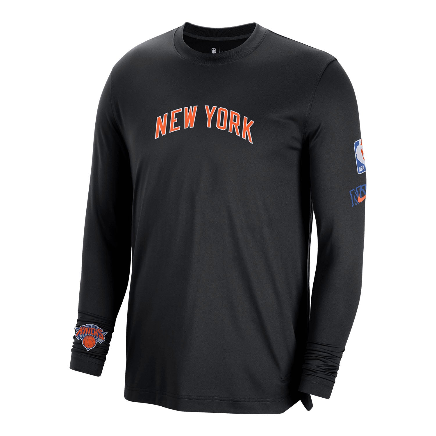 Nike Knicks City Edition 22-23 Pregame Longsleeve Tee In Black - Front View