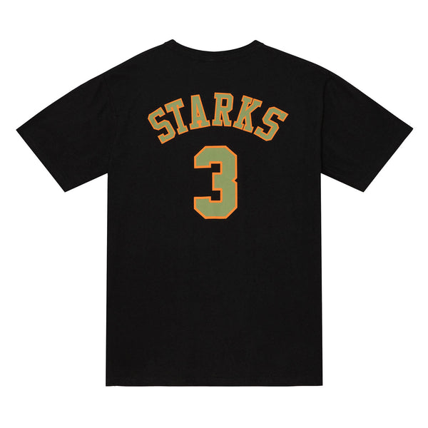Mitchell & Ness Knicks Flight Starks Name & Number Tee In Black - Back View