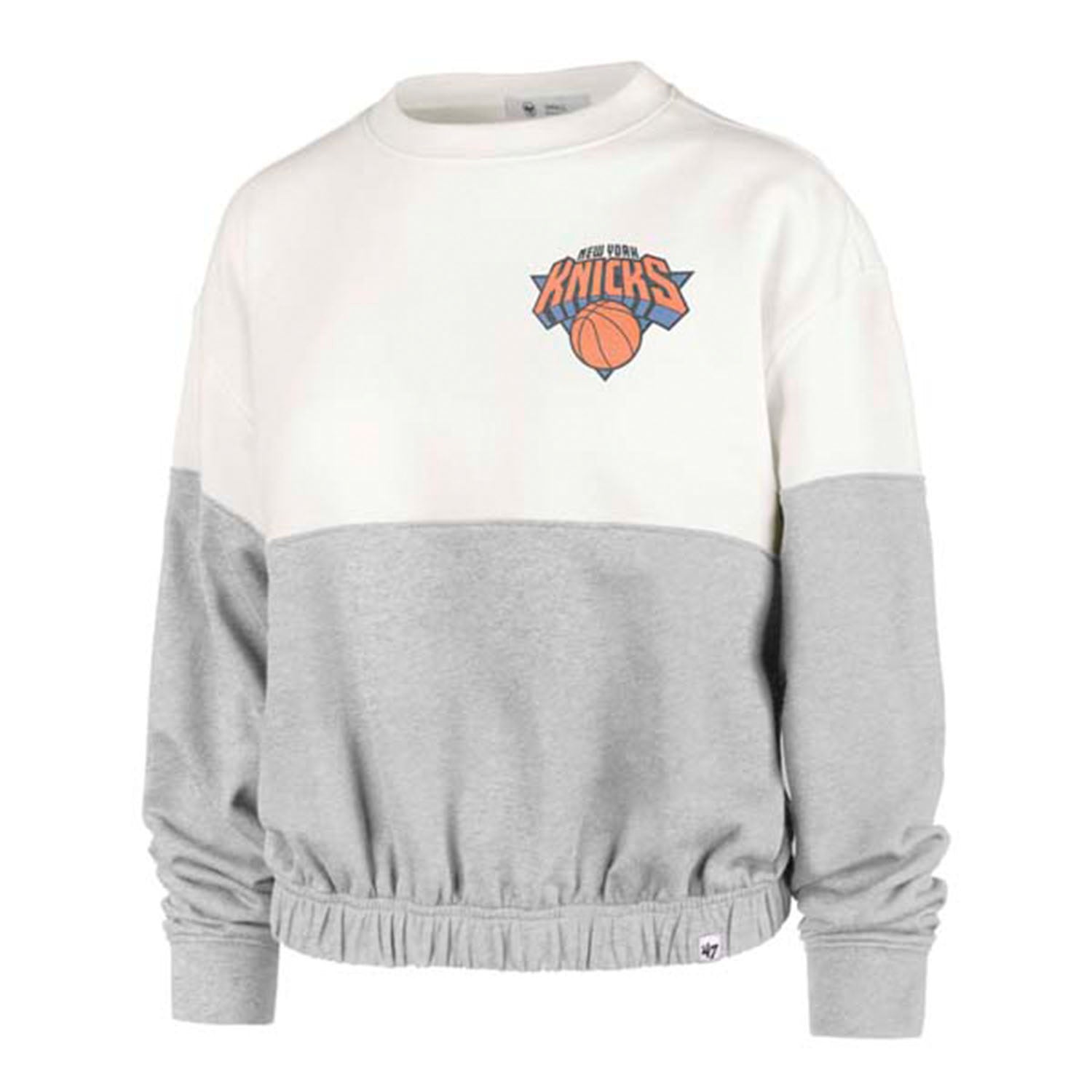 Women's '47 Brand Knicks 22-23 City Edition Crew Sweater In Cream - Front View