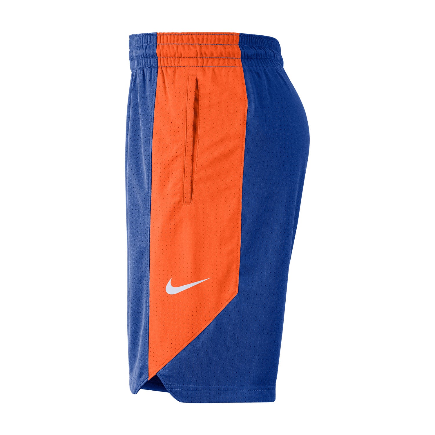 Nike Knicks Dri-fit Practice Shorts In Blue & Orange - Left Side View