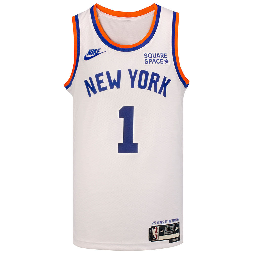 Youth New York Knicks RJ Barrett Nike White 2021/22 Classic Edition Name &  Number T
