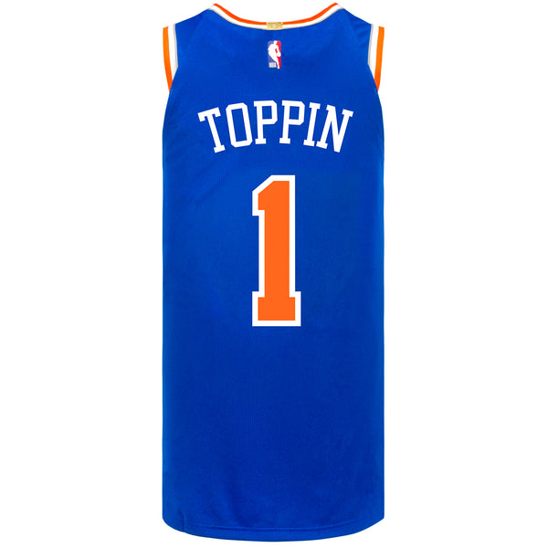 Knicks Nike Obi Toppin Royal Authentic Jersey In Blue - Back View