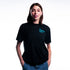 CLG Loyalty Tee in Black - Front View, Worn, Posed