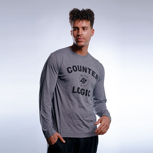 CLG Loyalty LS Tee in Grey - Front View, Worn