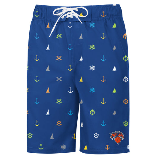 Knicks Voyage Swim Shorts in Blue - Front View