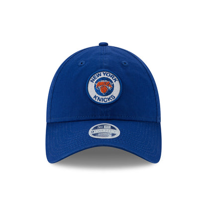 Women's New Era Knicks 9TWENTY Shiny Patch Adjustable Hat in Black - Front View