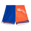 Women's Mitchell & Ness Knicks Big Face Shorts 5.0 in Orange, Blue and White - Back View