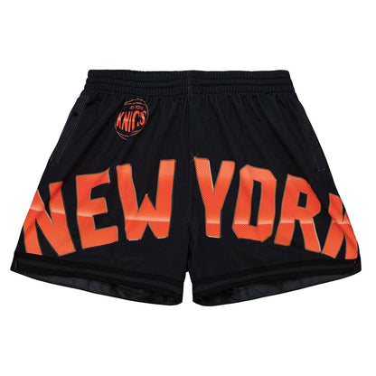 Women's Mitchell & Ness Knicks Big Face 4.0 Short In Black & Orange - Front View