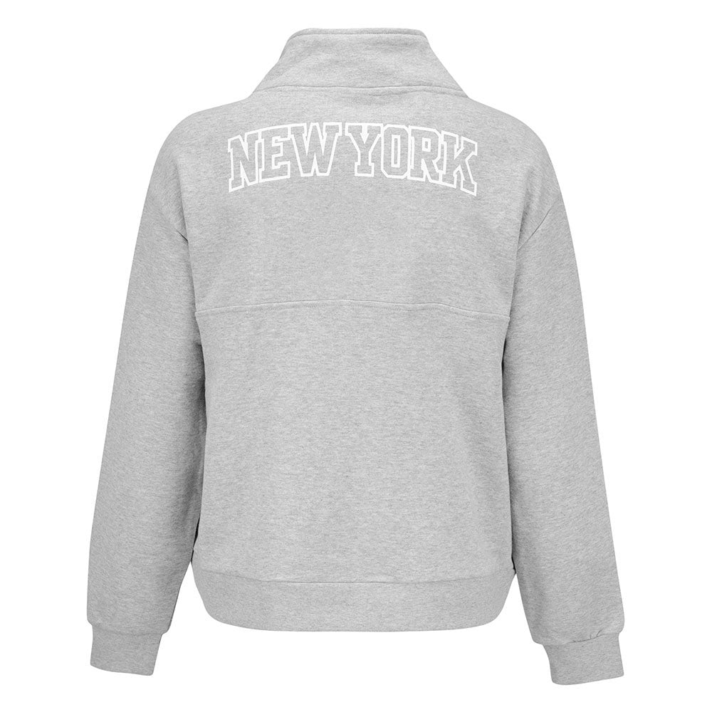 Womens Wild Collective Knicks Quarter Zip Pullover in Grey - Back View