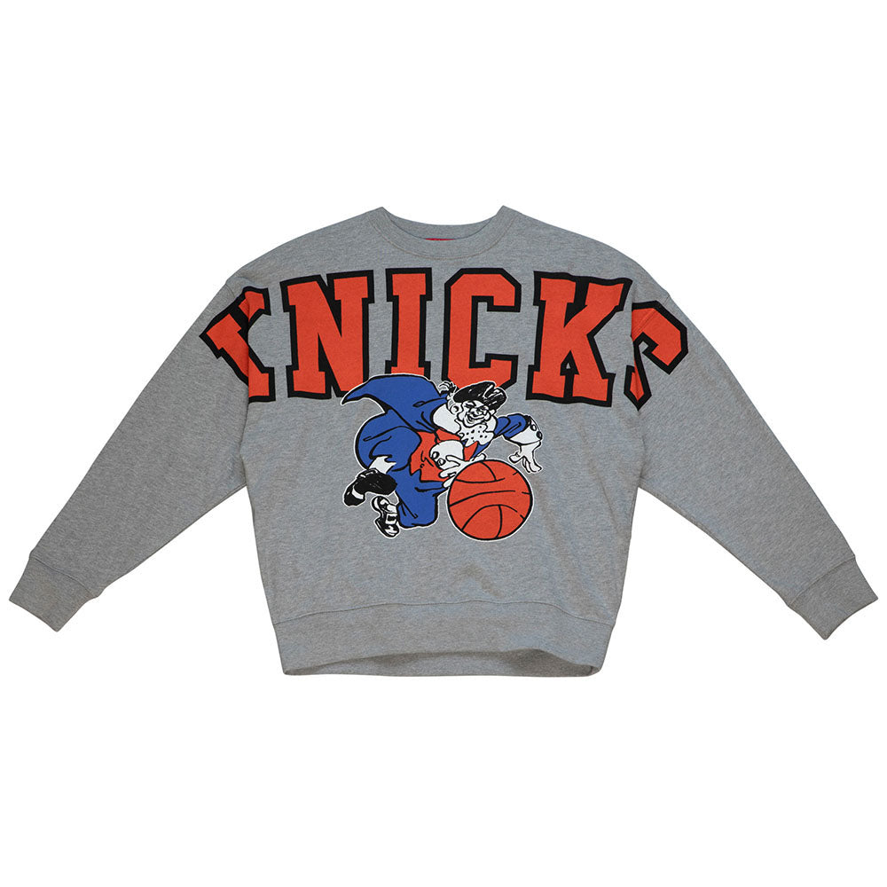 Women's Mitchell & Ness Knicks Knickerbocker Fleece in Grey - Front View