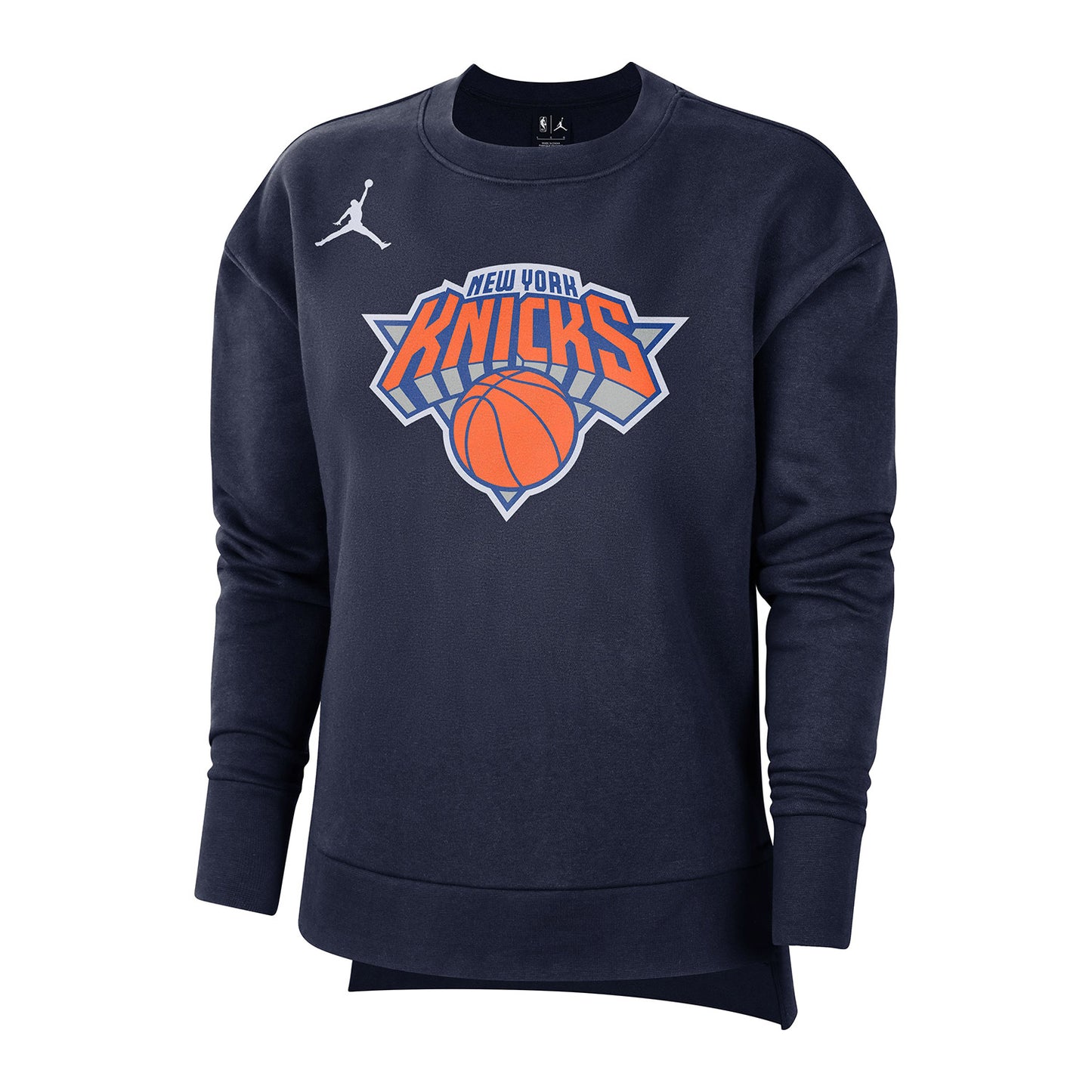 Women's Nike Knicks 22-23 Statement Crewneck Sweater In Blue - Front View