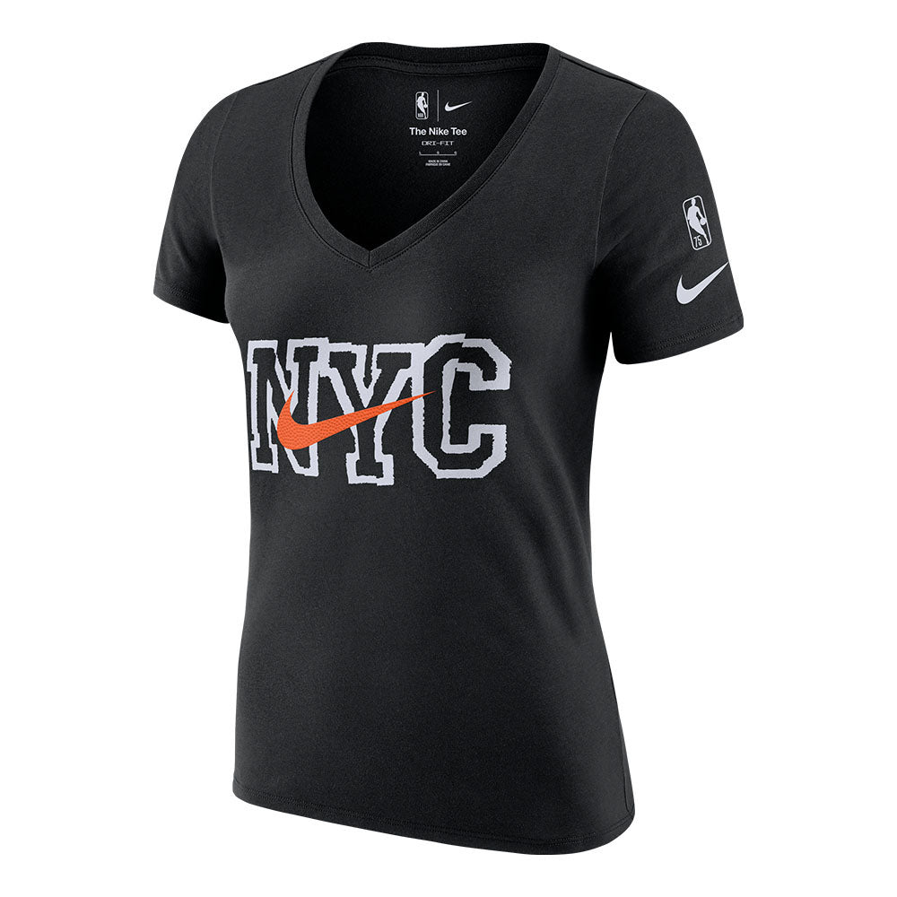 Womens Nike City Edition NYC Swoosh Tee in Black - Front View