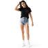Womens Wild Collective Knicks Chill Crop Tee in Black - Front View