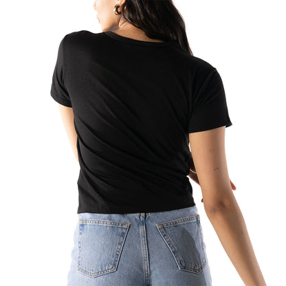 Womens Wild Collective Knicks Chill Crop Tee in Black - Back View